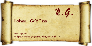 Mohay Géza névjegykártya